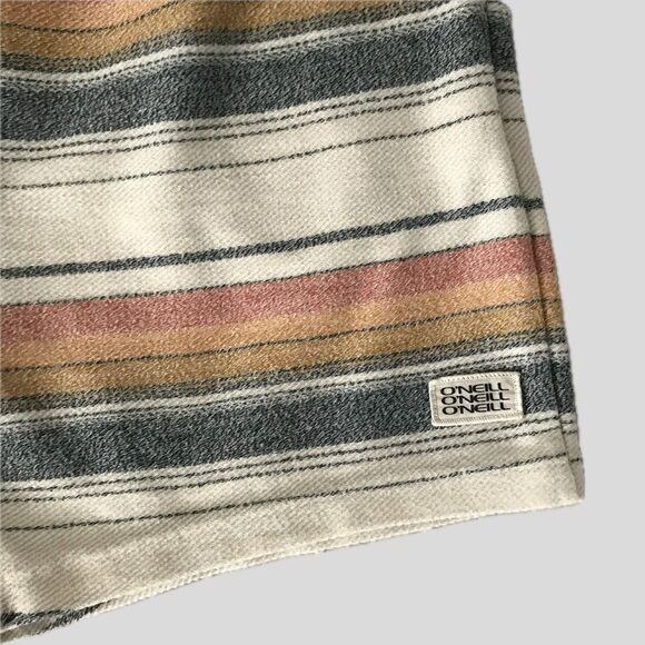 O'Neill Cream Striped Cotton Casual Surf Beach Drawstring Mens Sweat Shorts - L - Picture 3 of 9